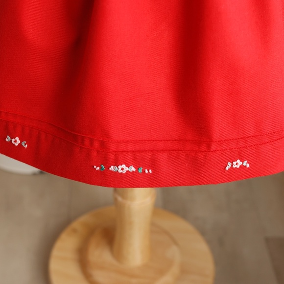 Red Smocked Bishop Dress Long Sleeve Hand-Embroidery Luli & Me Boutique LIKE NEW - Picture 5 of 5